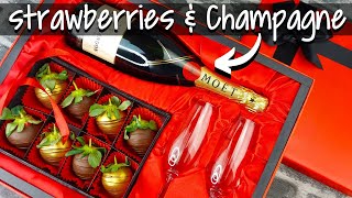 Strawberries amp Champagne  Chocolate Covered Strawberries  DIY Gift Idea [upl. by Niwrud]