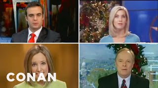 Newscasters Agree A Christmas Present Or Two Or Ten Edition  CONAN on TBS [upl. by Aliuqahs]