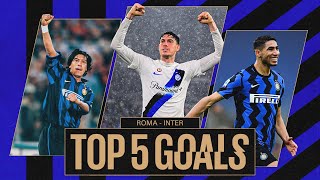 STANKOVIC HAKIMI E 🤯🖤💙  INTER HISTORY  TOP 5 GOALS vs ROMA ⚽ [upl. by Verras342]