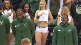 9yearold Liamani Segura belts out National Anthem at Milwaukee Bucks game [upl. by Ataga]