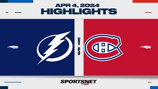 NHL Highlights  Lightning vs Canadiens  April 4 2024 [upl. by Nek]