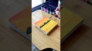 Mini canvas painting😍sunsetpaintingpostercolourartshortsytshorts [upl. by Icyak]