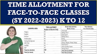 JUST IN  TIME ALLOTMENT FOR FACETOFACE CLASSES SY 20222023 K TO 12wildtvoreg [upl. by Yerocaj]