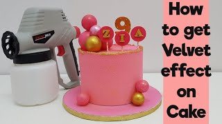 How to achieve Velvet effect on Cakes  Chocolate Velour Spray Gun  Chocolate Spray Gun [upl. by Lseil]