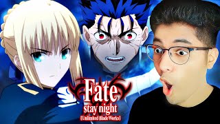 SABER vs LANCER FateStay Night Unlimited Blade Works Episode 1 Reaction [upl. by Asselam]