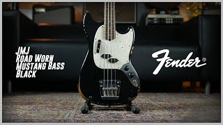 Fender JMJ Road Worn Mustang Bass Black 4K [upl. by Ahsatal]