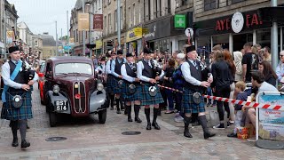 City of Inverness Youth Pipe Band march along High Street during 2024 Classic Vehicle Show [upl. by Dalston]