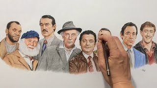 Colored Pencil Drawing of Only Fools and Horses Characters [upl. by Adirahs896]