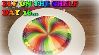 ELF ON THE SHELF DAY 16  Claud Makes SKITTLES EXPERIMENT RAINBOW  LCKC Toys [upl. by Nylrem]