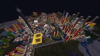 Trójmiasto nocą z lotu ptaka w minecraft [upl. by Llebiram]