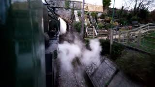 Swanage Railway Winter Warm Up 34028 amp 563 Departs Herston Halt Thrash [upl. by Aniahs]