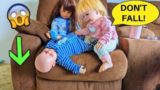 Silicone Baby HAS ACCIDENT AND FALLS OFF COUCH Reborn Role Play [upl. by Behlau]