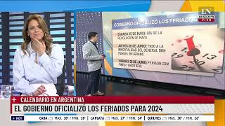 Calendario en Argentina el Gobierno oficializó los feriados para 2024 [upl. by Auqinu]