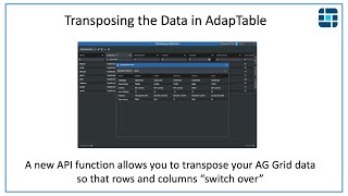 Transposing AG Grid data using AdapTable [upl. by The]