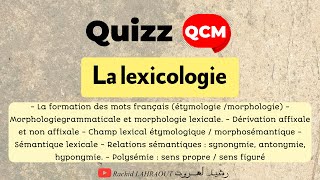 QCM  quizz autour de la lexicologie  Dérivation affixale et non affixale  hyponymie  Polysémie… [upl. by Ivonne551]