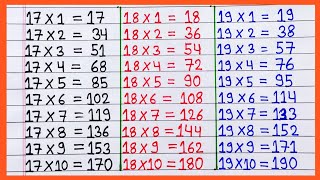 17 se 19 tak pahada  pahada  table  multiplication table  pahada 17 18 19 shorts पहाड़ाtable [upl. by Meagan408]