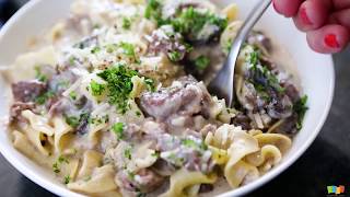 INSTANT POT Beef Stroganoff [upl. by Ahsaercal]