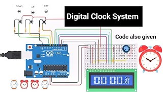 Digital Clock System Using Arduino Tinkercad  Arduino Project  Digital Clock  Autodesk Tinkercad [upl. by Ainar]