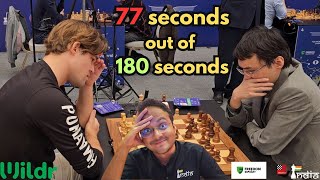 Why did Magnus Carlsen think for 77 seconds in a 3 minute game  Carlsen vs Yu Yangyi [upl. by Neirrad]