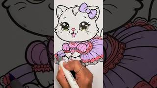 How to COLOR a Cute Kitty CAT Kitty coloring markers kidsactivities catlovers cute kittycat [upl. by Gamin]