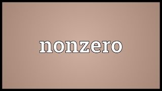 Nonzero Meaning [upl. by Wehtam336]