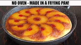 Pineapple Upside Down Cake in a Frying Pan  No Oven  How Tasty Channel [upl. by Yenots]