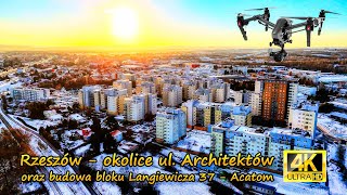 Rzeszów z lotu ptaka  okolica ul Architektow o zachodzie i budowa przy Langiewicza 37 dron 4K [upl. by Yrahcaz175]