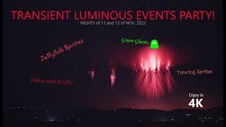 Selected TLEs  11 and 13 Nov 2023  Sprites Halos ELVES and GhOSTs  4K [upl. by Timmie]