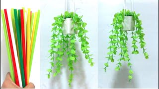 ดอกไม้จากหลอด ต้นเดฟจากหลอด by มายมิ้นท์ Dischidia nummularia Variegata from straws [upl. by Cuthburt]