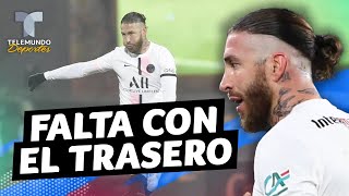 La primera expulsión con PSG de Ramos por polémica falta con el trasero  Telemundo Deportes [upl. by Azaria]