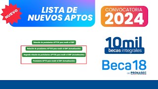 Beca 18 2024  Lista de NUEVOS APTOS para rendir el EXAMEN NACIONAL DE PRESELECCIÓN BECA 18 2024 🎯 [upl. by Boyd]