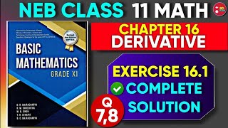 Derivative  Second Derivative and Implicit Differentiation Qno78 Class 11 Exercise 161  P7 [upl. by Kred]