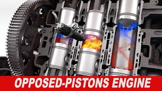 Opposed Piston Diesel Engine explained  A comprehensive animation [upl. by Dijam]