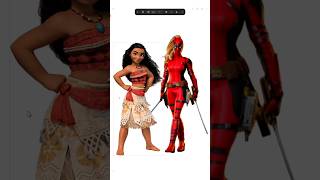 Moana as Lady deadpool deadpool3 ladydeadpool comics art shorts [upl. by Annoel]