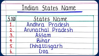 Indian states name  28 States name of India  State name  indian states names in english [upl. by Alrzc]