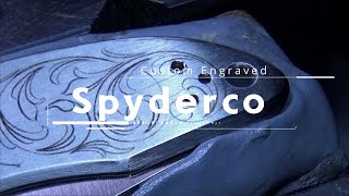 Spyderco Knife  Flare Cut Hand Engraving [upl. by Enirok]