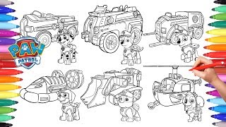 PAW PATROL  VEHICLES Coloring Pages for Kids  How to Color All Paw Patrol and All their Vehicles [upl. by Aihsenet457]