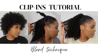 Half up half down style with clip ins on short hair  BEST blending technique naturalhair [upl. by Moht]