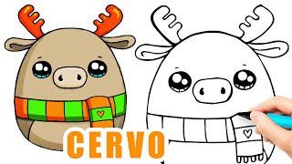 DISEGNO DI UN CERVO DI NATALE 🎅🏼🦌 COME DISEGNARE UN CERVO DI NATALE FACILE 😍 DISEGNI 🌈DISEGNI FACILI [upl. by Fasto]