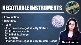 Negotiable Instruments  Types  Promissory Note  Bill of Exchange  Cheque [upl. by Eniotna]