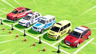 TRANSPORTING POLICE CARS FORD AUDI DODGE VOLSKWAGEN SKODA amp EMERGENCY CARS  FS22 161 [upl. by Rhines]