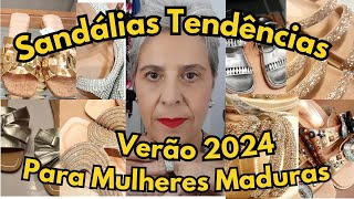 Sandálias Metalizadas Tendência Verão 2024 Mulheres Maduras moda [upl. by Ayot725]