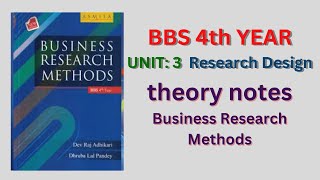 research design bbs 4th year chapter 3 Notes  bbs 4th year business research methods notes  bbs [upl. by Dalis]