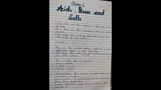 Notes of Acids Bases and Salts Class 10th chemistry youtubeshorts education easystudies [upl. by Elolcin]