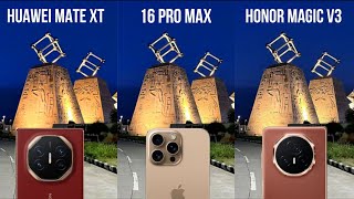 Huawei Mate XT Ultimate Vs iPhone 16 Pro Max Honor Magic V3 Camera Test Comparison Triple Fold Phone [upl. by Ifen850]