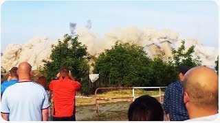 Flying Demolition Debris Nearly Hits Spectators [upl. by Anin]