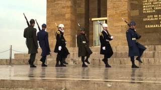 Changing of the Guard at Ataturks Mausoleum Ankara Turkey [upl. by Ludie]