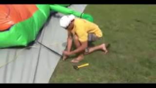 How to set up our backyard inflatable obstacle course [upl. by Yma445]