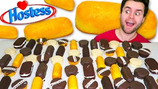 I ate Hostess Desserts WHOLE MENU Best amp Worst Twinkies Donuts Cakes Taste Test [upl. by Yelak]