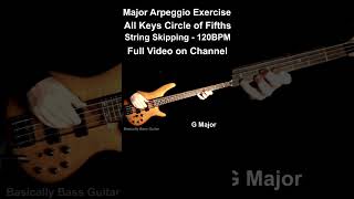 Major Arpeggio String Skipping Exercise in All Keys  Circle of Fifths – MajorArpeggio bass [upl. by Chapland587]